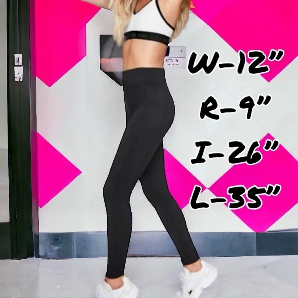 PINK Victoria’s Secret COZY Leggings Black High Waist Fleece Lined Activewear S